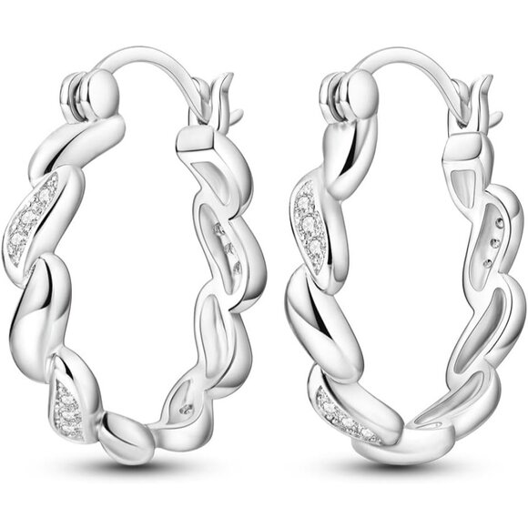 925 Sterling Silver Hoop Earrings for Women's - Picture 1 of 5